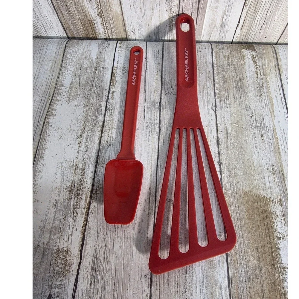 Rachael Ray Red Silicone Turner Spatula Set Kitchen Cooking Utensils